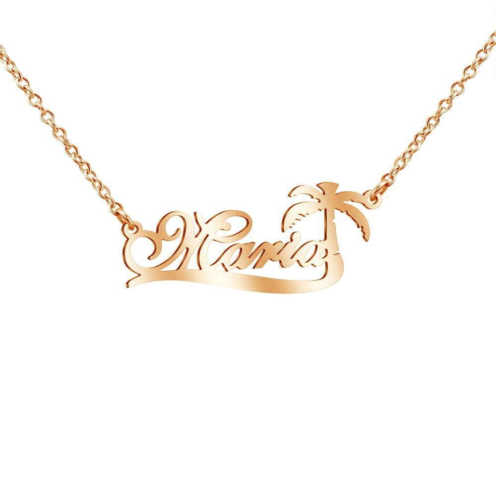 Christmas Gift Coconut Tree Necklace Personalized Name Necklace Rose Gold Necklace MelodyNecklace
