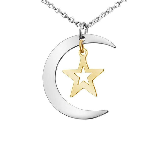 Christmas Gift Cubic Zirconia Crescent Star Phase Pendant Necklace Necklace MelodyNecklace