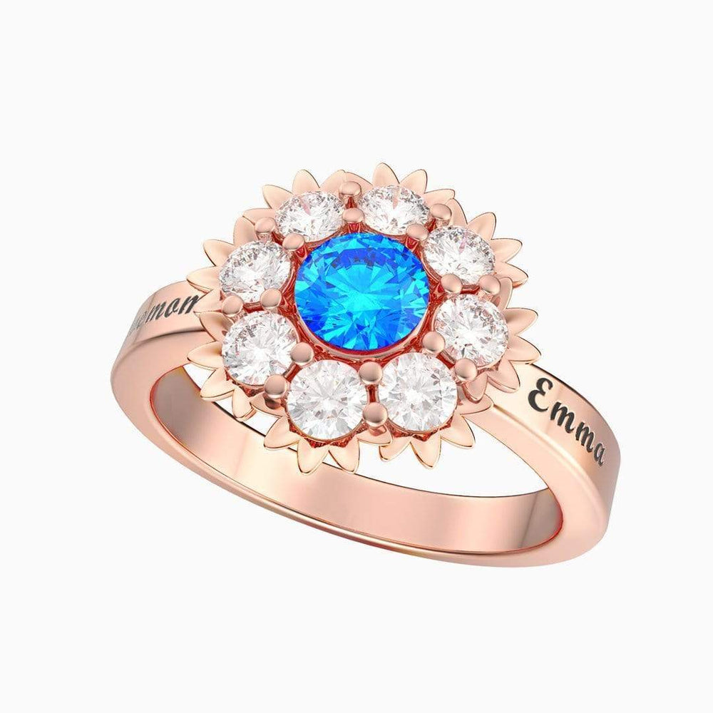 Christmas Gift Custom Carnation Diamond Ring With BirthStone Rose Gold Ring MelodyNecklace