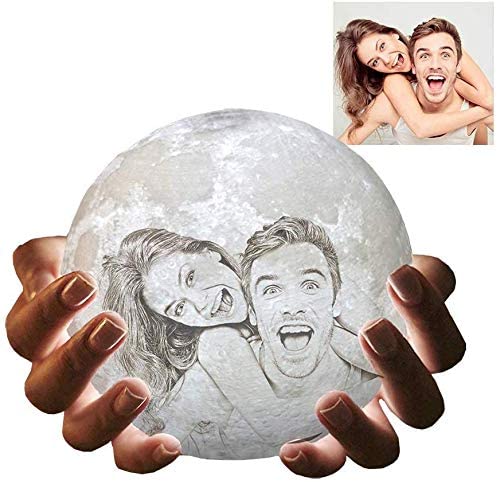 Christmas Gift Custom Moon Lamp with Your Own Picture-3D Printed Customized Moon Light with Wood Stand Other Accessories MelodyNecklace