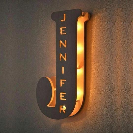 Christmas Gift Custom Wooden Engraved Name Wall Light Other Accessories MelodyNecklace