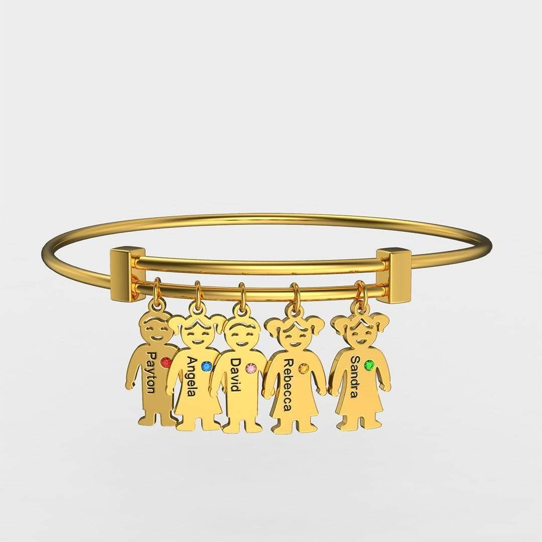 Christmas Gift Customized Family Kids Shape Charm Bracelet 18K Gold Plated Bracelet For Woman GG