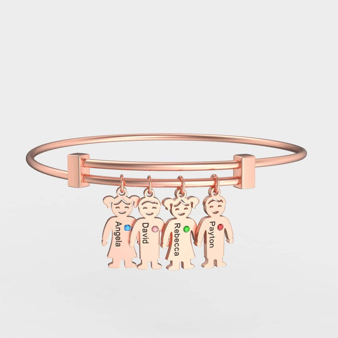 Christmas Gift Customized Family Kids Shape Charm Bracelet 18K Rose Gold Plated Bracelet For Woman GG