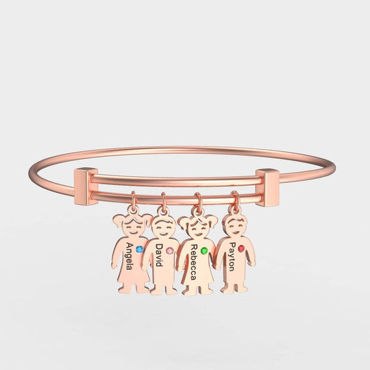 Christmas Gift Customized Family Kids Shape Charm Bracelet 18K Rose Gold Plated Bracelet For Woman GG