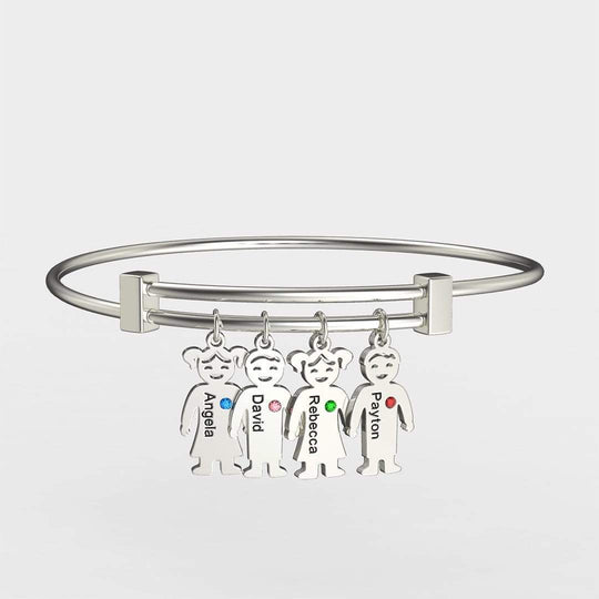 Christmas Gift Customized Family Kids Shape Charm Bracelet Silver Plated Bracelet For Woman GG