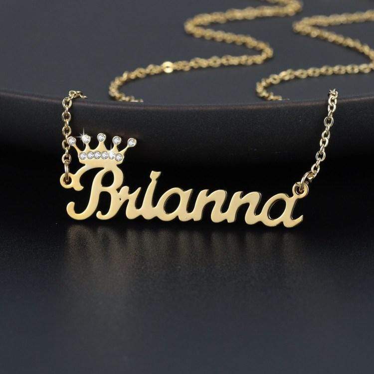 Christmas Gift Cute Crown Name Necklace Gold Sparkling Necklace MelodyNecklace