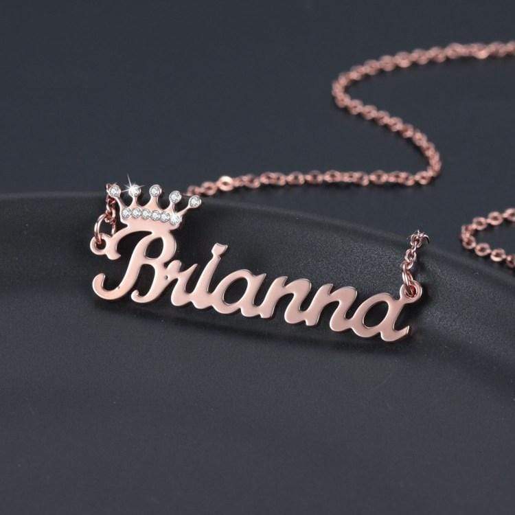 Christmas Gift Cute Crown Name Necklace Rose Gold Sparkling Necklace MelodyNecklace