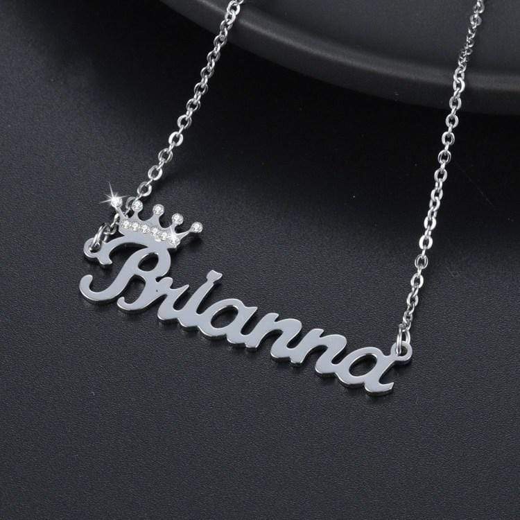 Christmas Gift Cute Crown Name Necklace Silver Sparkling Necklace MelodyNecklace