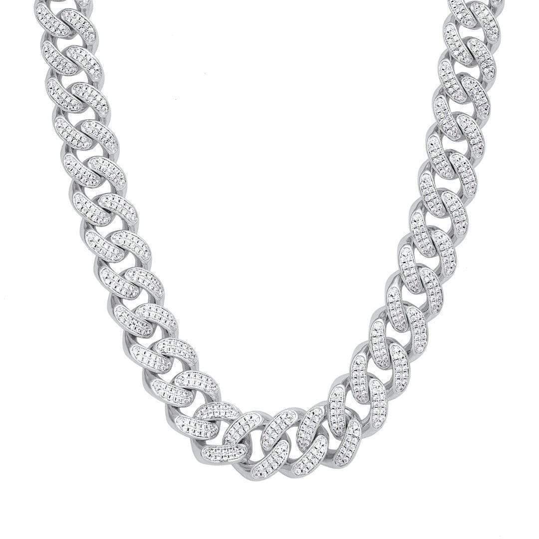 Christmas Gift Dainty Cuban Link Chain Iced Out Platinum Choker-14mm Sparkling Necklace MelodyNecklace