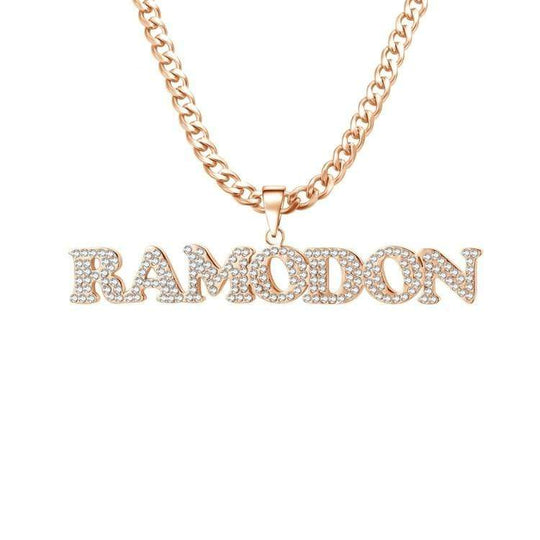 Christmas Gift Diamond Name Necklace Iced Out Crystal Name Necklace 18K Rose Gold Plated Sparkling Necklace MelodyNecklace