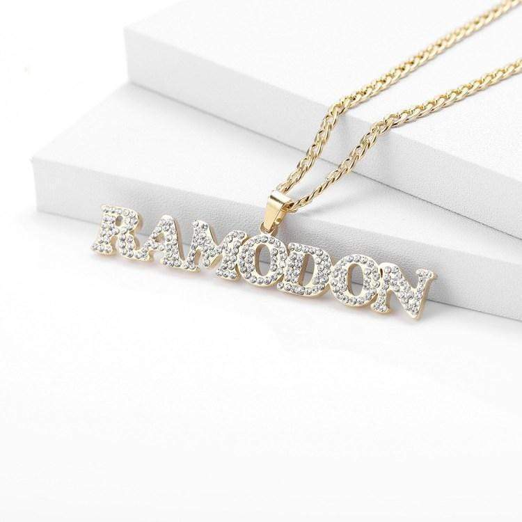 Christmas Gift Diamond Name Necklace Iced Out Crystal Name Necklace Sparkling Necklace MelodyNecklace