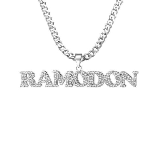 Christmas Gift Diamond Name Necklace Iced Out Crystal Name Necklace Sterling Silver Sparkling Necklace MelodyNecklace