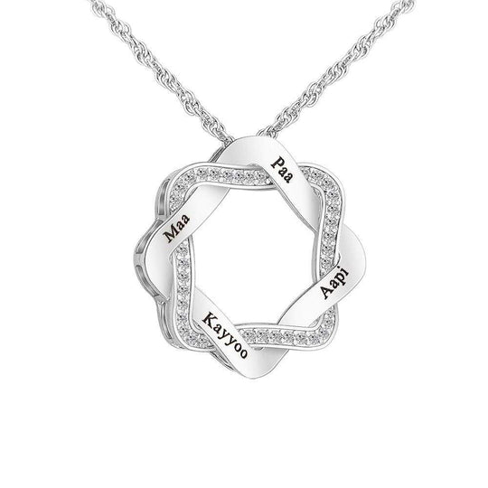 Christmas Gift Double Quadrate Diamond Wreath Name Necklace Silver Plated Necklace MelodyNecklace
