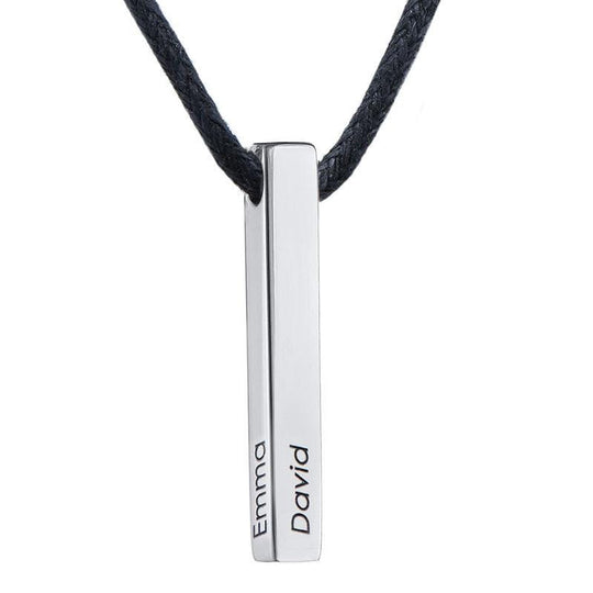 Christmas Gift Engraved 3D Bar Name Necklace for Men Necklace for man MelodyNecklace