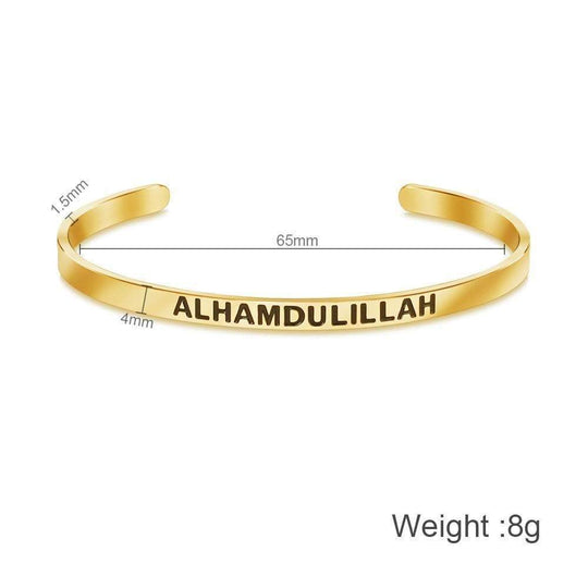 Christmas Gift Engraved Alhamdulillah Open Bangle Bracelet For Woman GG