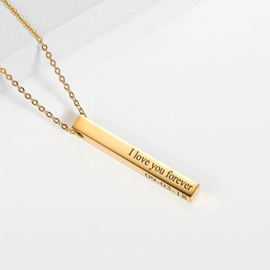 Christmas Gift Engraved Box Bar Necklace Gold Necklace MelodyNecklace