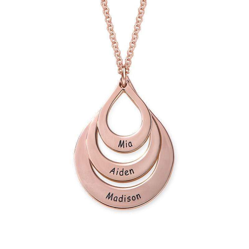 Christmas Gift Engraved Drop Shaped Family Necklace Titanium steel / 18K Rose Gold Mom Necklace MelodyNecklace