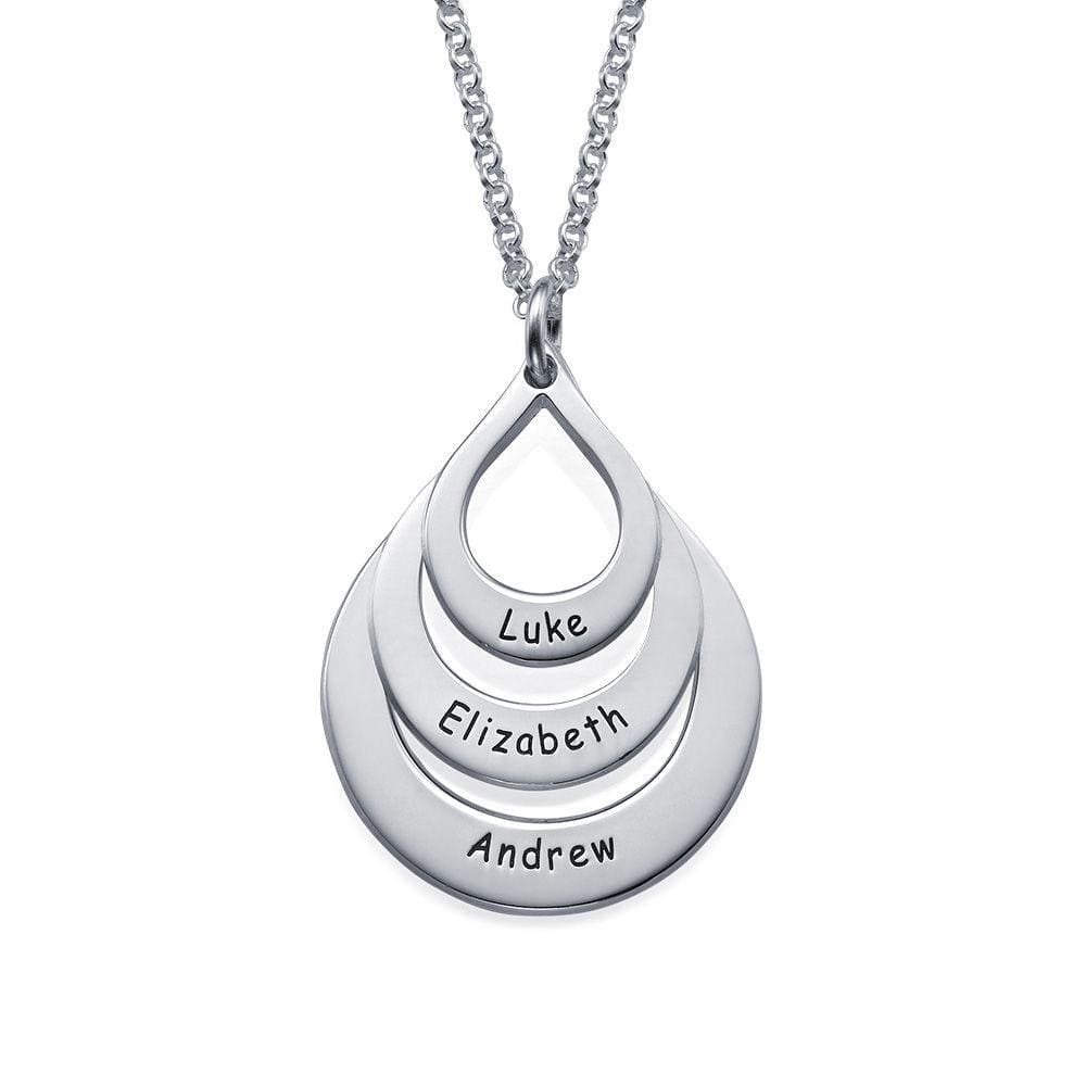 Christmas Gift Engraved Drop Shaped Family Necklace Titanium steel / Silver Mom Necklace MelodyNecklace