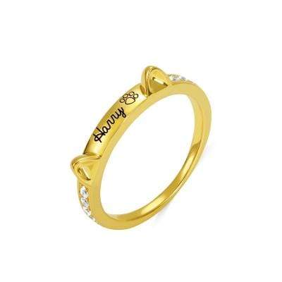 Christmas Gift Engraved Ear & Bone Shaped Pet Ring 18K Gold Plating / Cat Ring MelodyNecklace