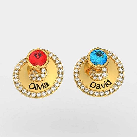 Christmas Gift Eternal Birthstone Couple Name Earing Gold Earring MelodyNecklace