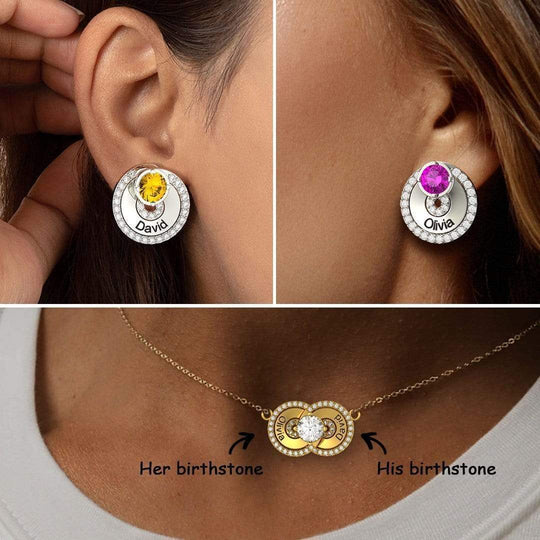 Christmas Gift Eternal Birthstone Couple Name Necklace Necklace MelodyNecklace