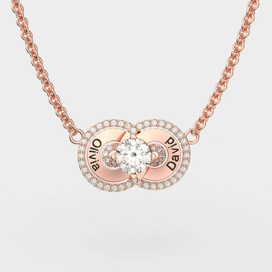 Christmas Gift Eternal Birthstone Couple Name Necklace Rose Gold Necklace MelodyNecklace