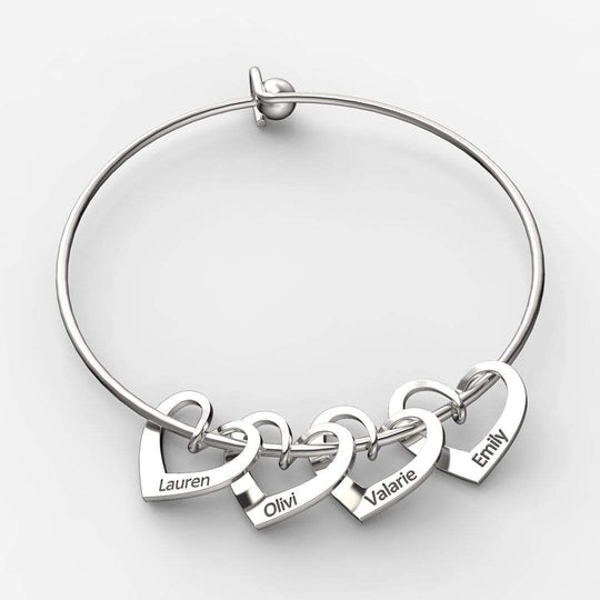 Christmas Gift Family Bangle Bracelet with Heart Shape Hook Charm Bracelet For Woman GG