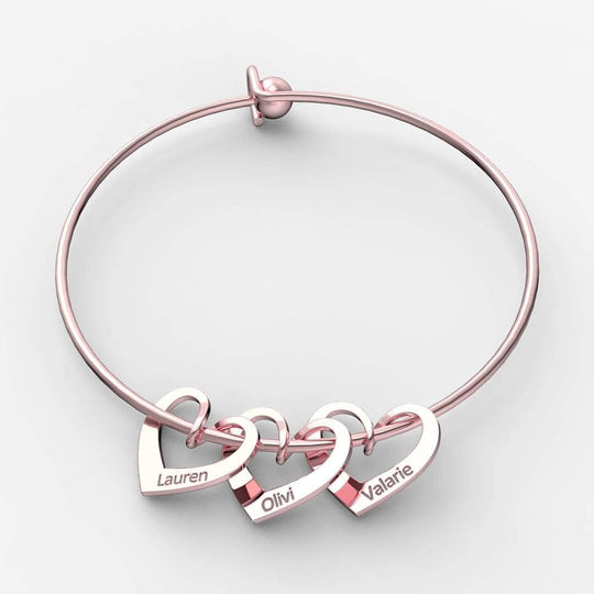 Christmas Gift Family Bangle Bracelet with Heart Shape Hook Charm Bracelet For Woman GG