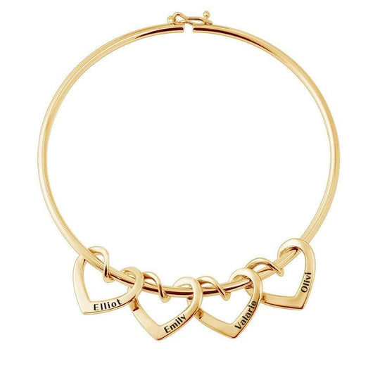 Christmas Gift Family Bangle Bracelet with Heart Shape Hook Charm Gold / Butterfly Bracelet For Woman GG
