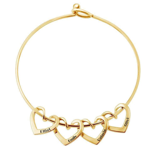 Christmas Gift Family Bangle Bracelet with Heart Shape Hook Charm Gold / Round Bracelet For Woman GG