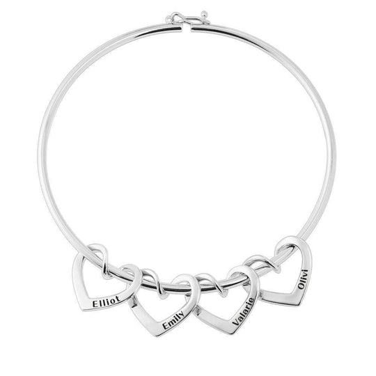 Christmas Gift Family Bangle Bracelet with Heart Shape Hook Charm Silver / Butterfly Bracelet For Woman GG