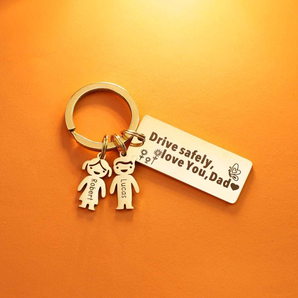 Christmas Gift for Dad Customized Family Kids Charm Keychain（we ship worldwide） Gold Necklace for man MelodyNecklace