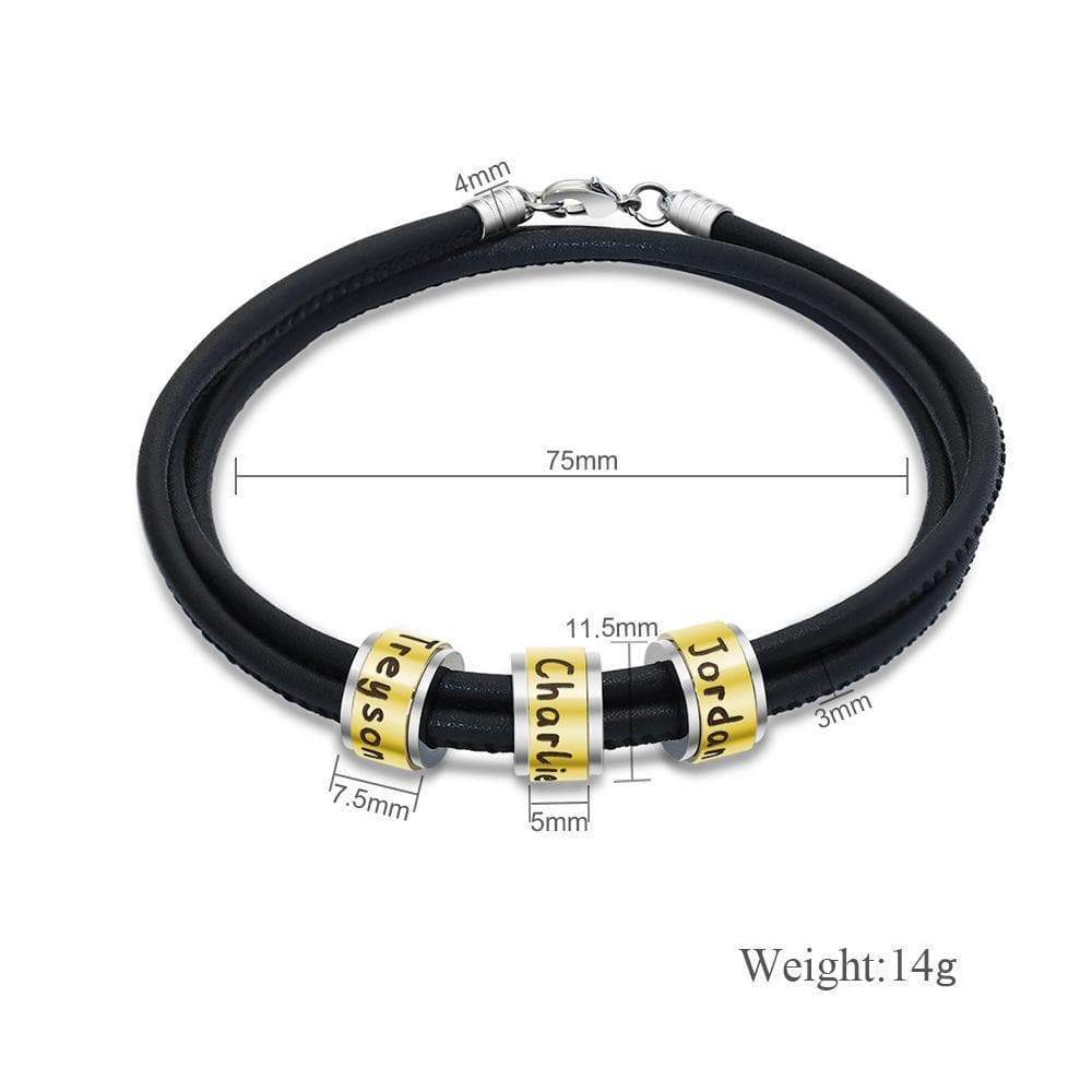 Christmas Gift for Dad Leather Bracelet With Rolling Custom Beads Bracelet For Man MelodyNecklace