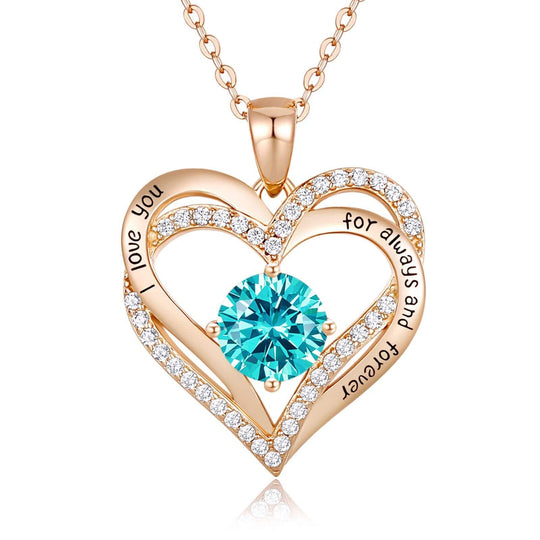 Christmas Gift Forever Love Heart Women Necklace Birthstone Pendant Necklace Necklace MelodyNecklace