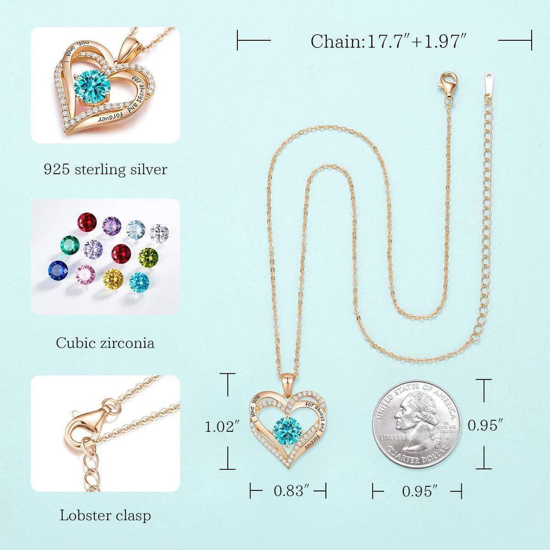 Christmas Gift Forever Love Heart Women Necklace Birthstone Pendant Necklace Necklace MelodyNecklace