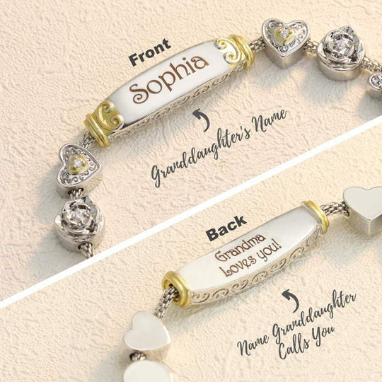 Christmas Gift Granddaughter Bolo Bracelet with Two Personalised Engravings Necklace for girl MelodyNecklace