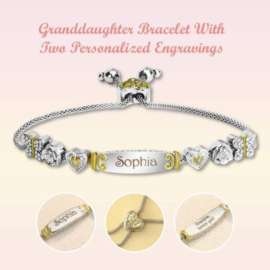 Christmas Gift Granddaughter Bolo Bracelet with Two Personalised Engravings Necklace for girl MelodyNecklace