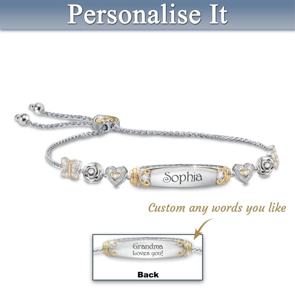 Christmas Gift Granddaughter Bolo Bracelet with Two Personalised Engravings Necklace for girl MelodyNecklace