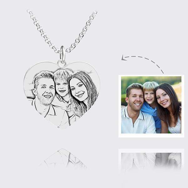 Christmas Gift Heart Shaped Engraved Photo Necklace Necklace MelodyNecklace