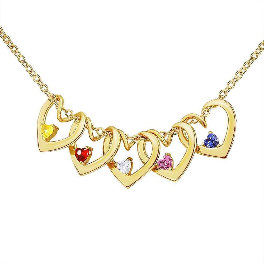 Christmas Gift heart-shaped pendant and custom birthstone necklace Gold Mom Necklace MelodyNecklace