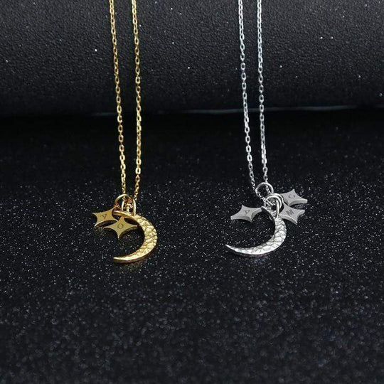 Christmas Gift“I love you to the ”Moon and Stars initials Necklace Sparkling Necklace MelodyNecklace