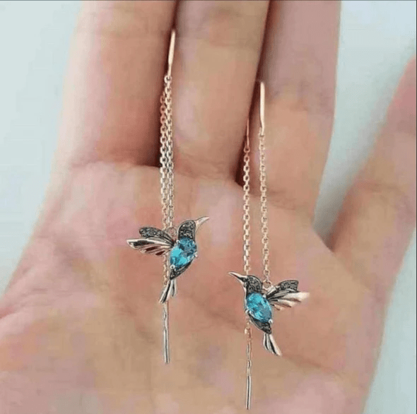 Christmas Gift Ladies Elegant Hummingbird Rhinestone Stud Earrings Earring MelodyNecklace