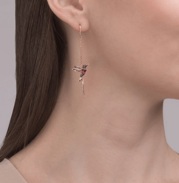 Christmas Gift Ladies Elegant Hummingbird Rhinestone Stud Earrings Earring MelodyNecklace