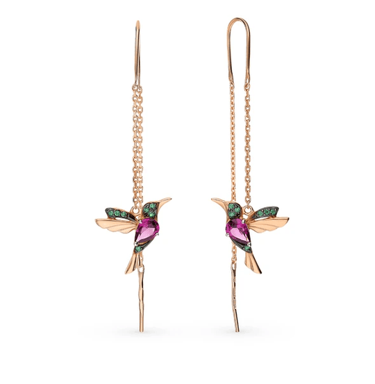 Christmas Gift Ladies Elegant Hummingbird Rhinestone Stud Earrings HUMMINGBIRD RUBY Earring MelodyNecklace
