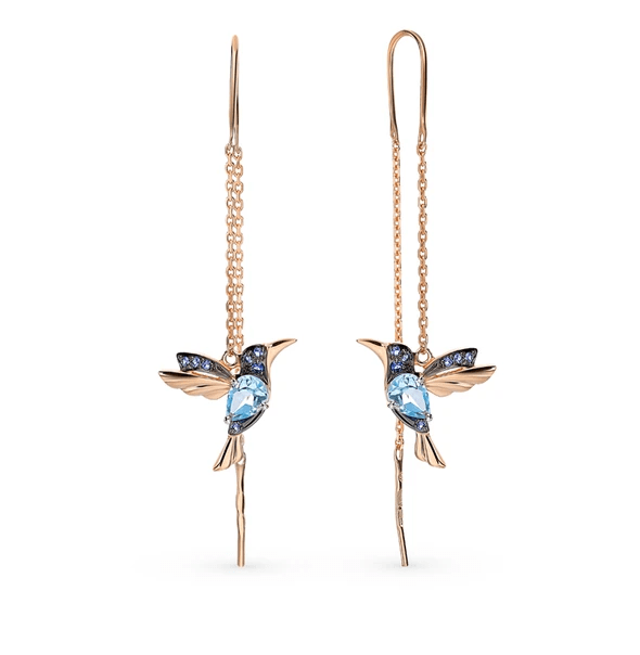 Christmas Gift Ladies Elegant Hummingbird Rhinestone Stud Earrings HUMMINGBIRD SAPPHIRE Earring MelodyNecklace