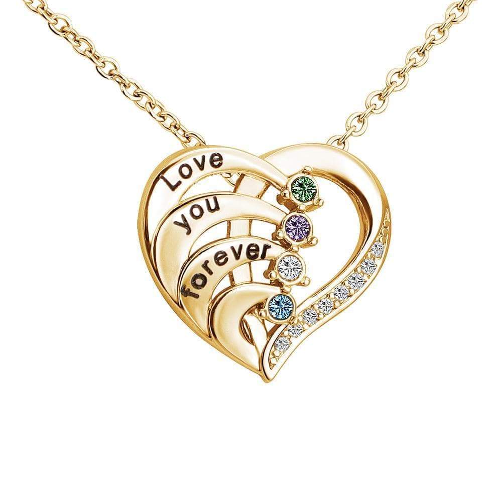 Christmas Gift "Love You Forever“Diamond Heart Pendant Necklace Gold Mom Necklace MelodyNecklace