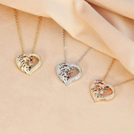 Christmas Gift "Love You Forever“Diamond Heart Pendant Necklace Mom Necklace MelodyNecklace