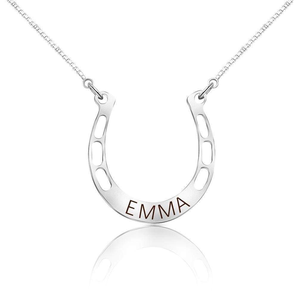 Christmas Gift lucky Horse Shoe Pendant with Cable Chain Silvery Necklace MelodyNecklace
