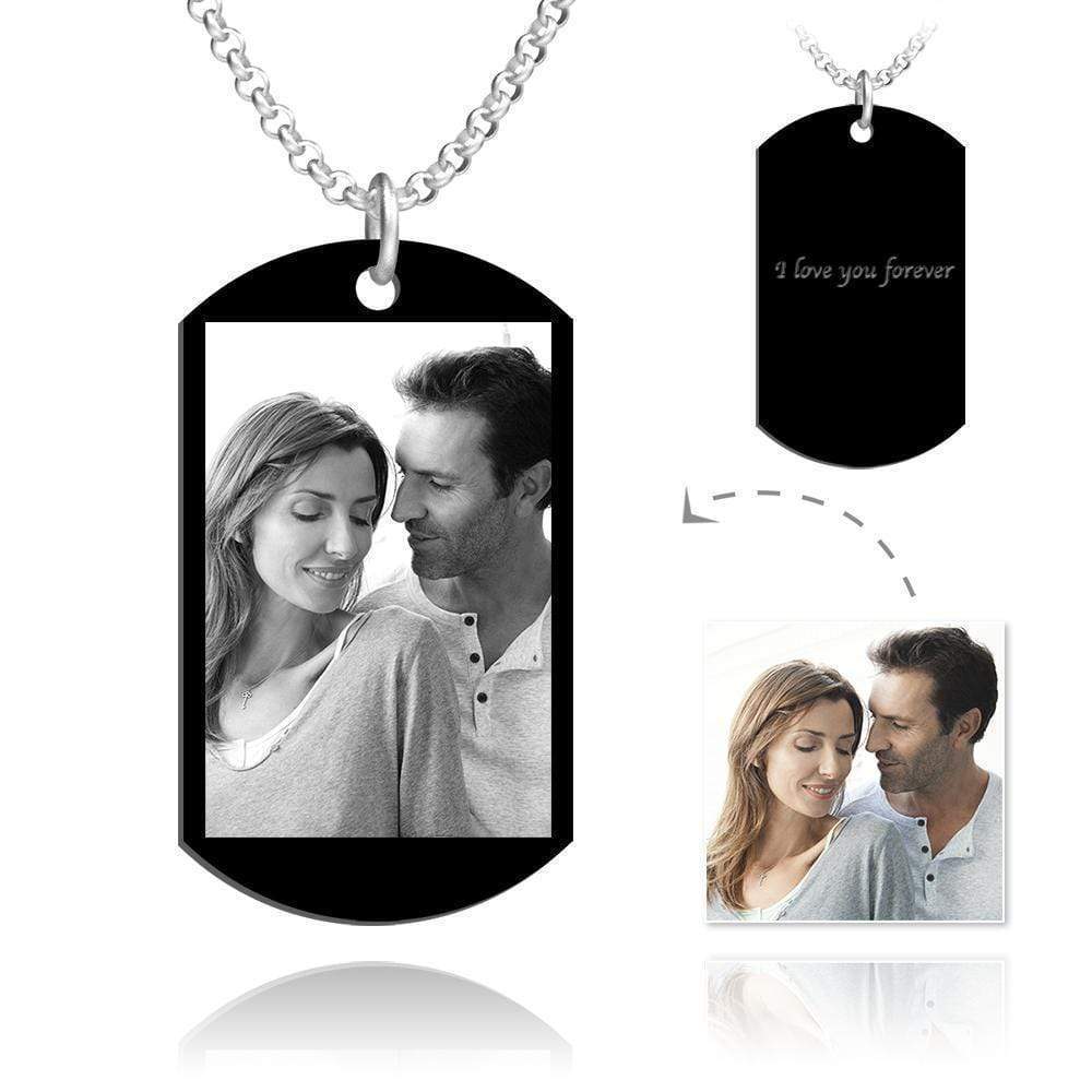 Christmas Gift Melody Engraved Photo Necklace/Keychain Monochrome / Silver Necklace for man MelodyNecklace