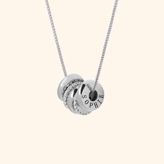 Christmas Gift Melody Necklace with Custom Engraved Name Beads Silver Mom Necklace MelodyNecklace